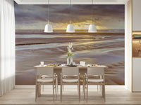 Sunlight breaking through clouds Blackpool beach Sunset wallpaper design