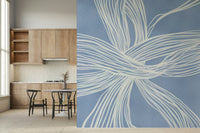Home office wall mural Blue Weave inspiring creative white lines