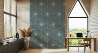 Minimalist repeating lines wallpaper creating a vibrant starburst effect.