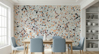 Polished Light Coral Terrazzo wallpaper abstract speckles creating sophisticated interior visual.