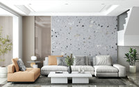 Neutral Terrazzo Natural Granite wallpaper surface with chips.