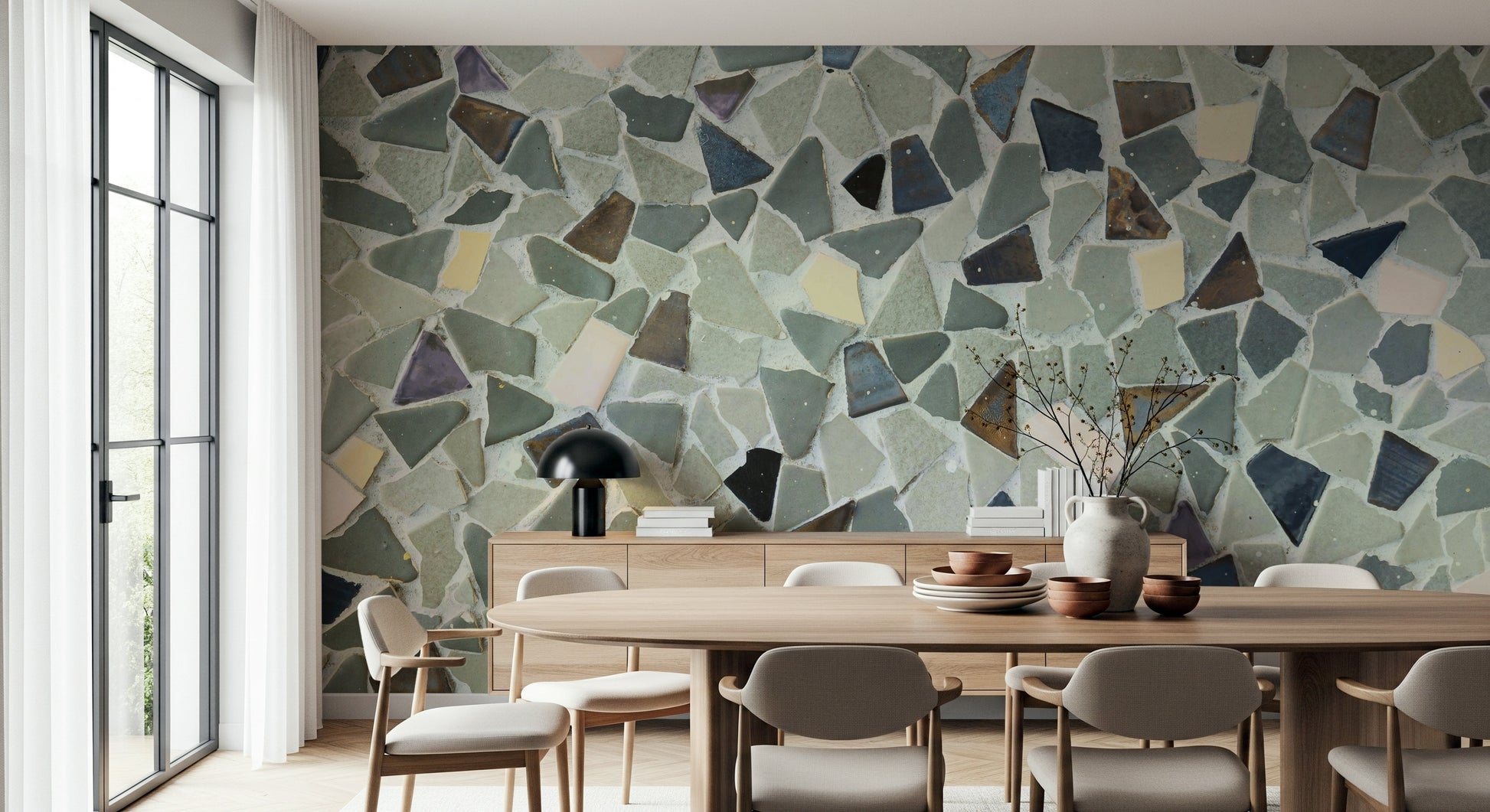 Elegant Natural Tile Look Fragments wallpaper, beautiful wall decoration.
