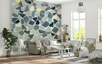 Artistic Fragmented Harmony wall mural: Broken tile collage.