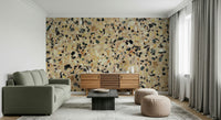 Tessellated Earth Stone wall mural: Beige and black chips.