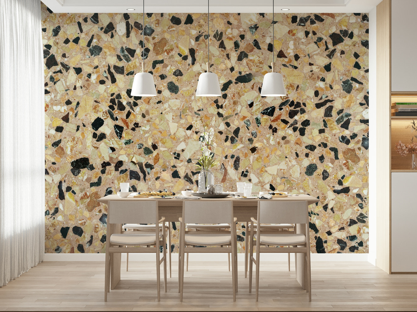 Geologic Fragmented chips wall mural solution.