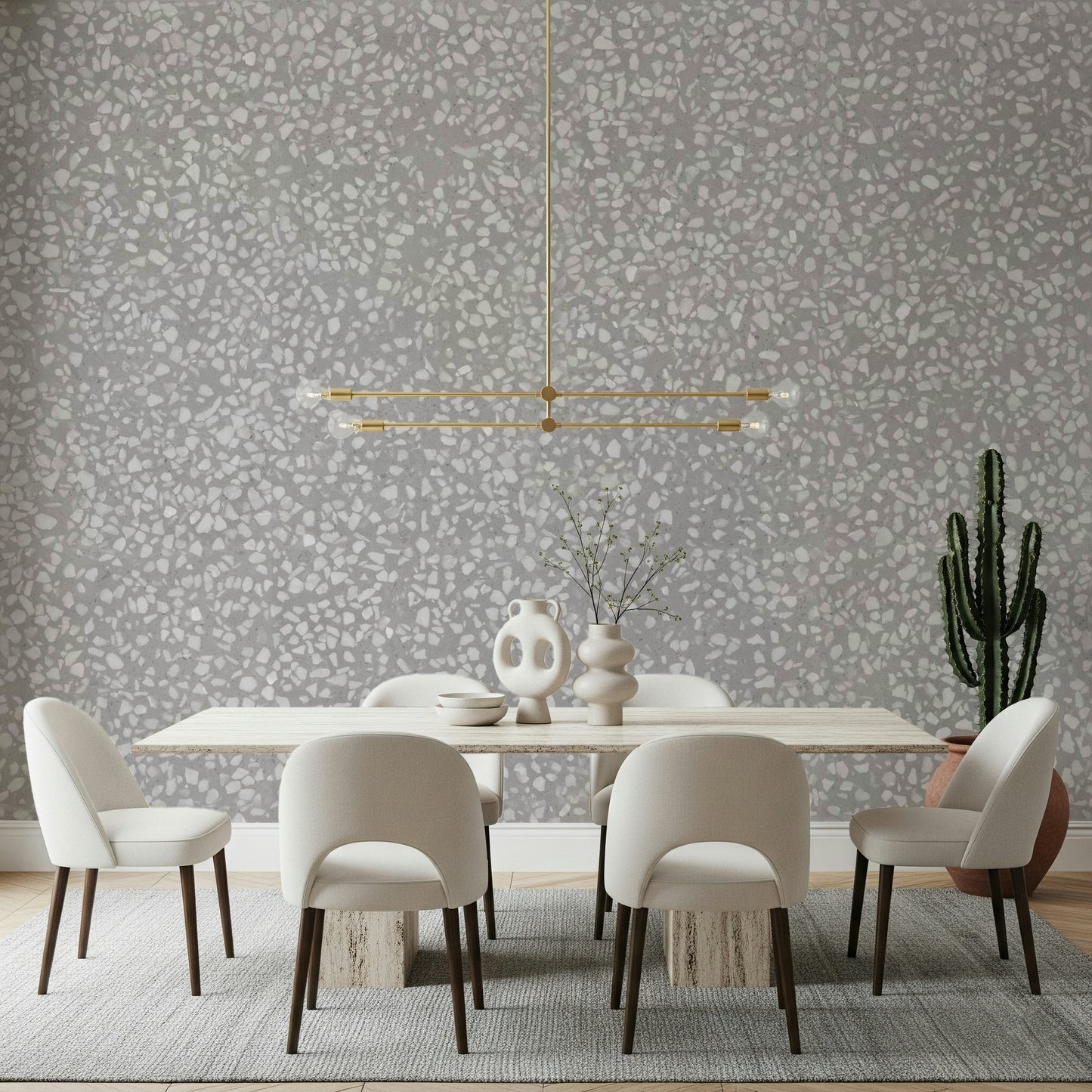 Subtle Grey Terrazzo Effect wallpaper fine stone flecks.