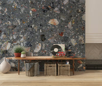 Geological Natural Look Tile mural red orange stone accents.