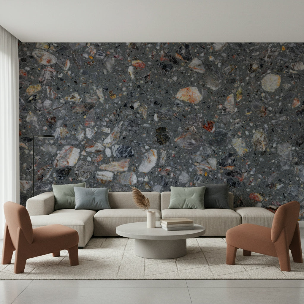 Pebble Stone Harmony mix wallpaper stylish floor finish visual.