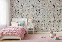 Chic pastel Vibrant Terrazzo wallpaper artistic surface texture.