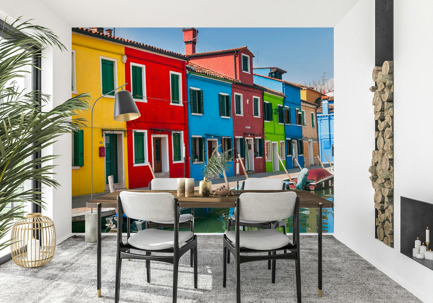 Multicolored Burano design, famous destination, historic dwellings, joyous art.