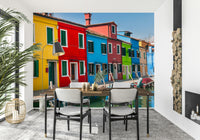 Multicolored Burano design, famous destination, historic dwellings, joyous art.