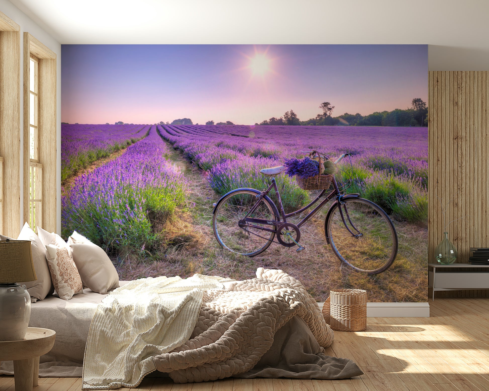 Vibrant Lavender Ride field picture, dreamy summer atmosphere art.