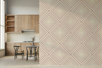 Muted pink and cream colors define Angled Stripes for walls.