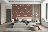 Mughal Blossom mural, artistic botanical design, warm neutral tones.