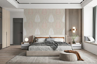 Elegant Foliage calm neutral leaf scrollwork home decor wallpaper.