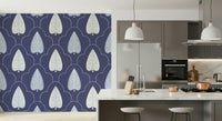 Monochromatic blue hues for Indigo Grove Botanical Echoes Wallpaper cozy wallpaper.