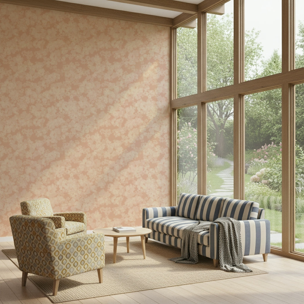 Layered floral shapes give depth to Blush Bloom Brushstrokes pattern.