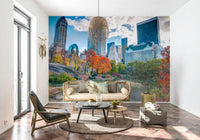 Colorful Autumn in the City mural, blending metropolitan setting nature.