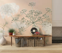 Exquisite Cow Parsley wallpaper mural, ethereal umbels in soft, light tones.