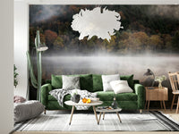 Wall mural, Ethereal Waters Edge Woodland: autumn colors, calm lake.