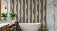 Fluid vertical stripe design, gorgeous wallpaper, taupe and beige colors.