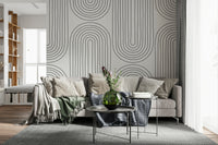 Arched Simplicity sleek wallpaper. Curved parallel lines for home décor. Unique style.
