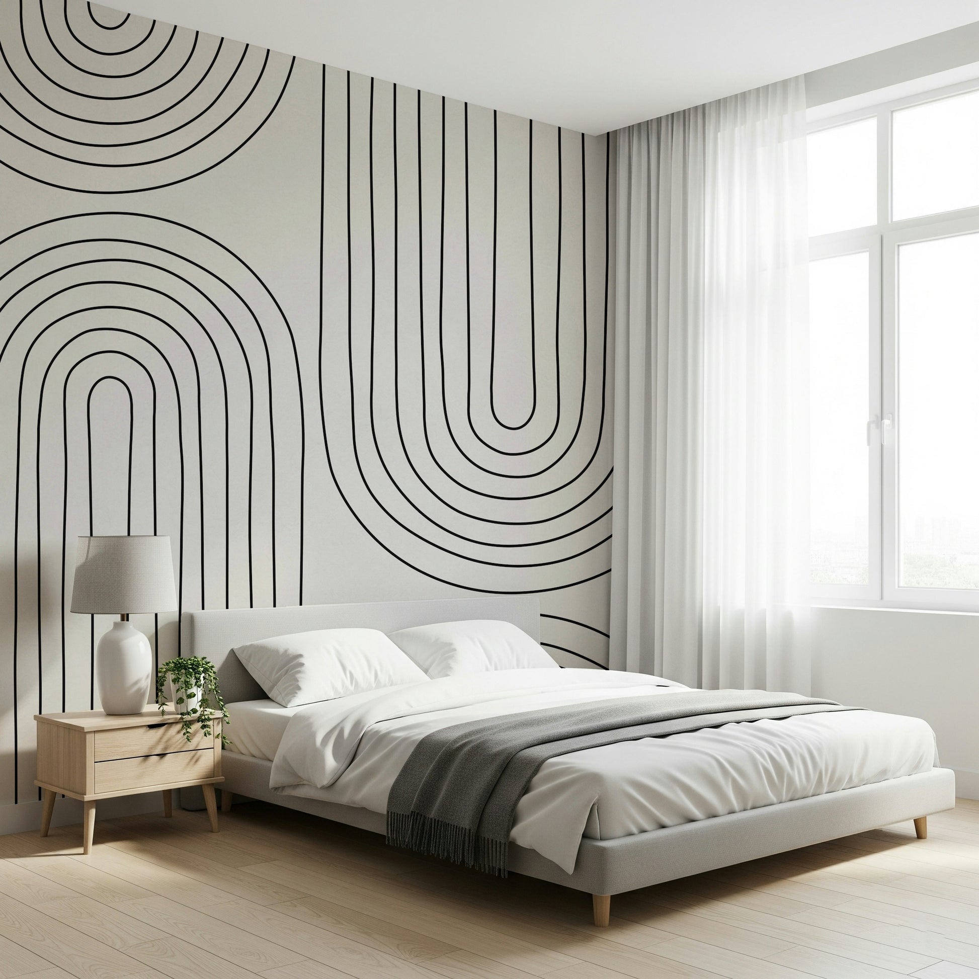 Arched Simplicity abstract line wallpaper Clean minimal design enhancing walls. Buy now.
