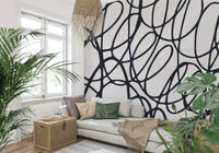 Chaotic Loop Lines artistic wallpaper. Freestyle sketch pattern. Attractive wall solution. Amazing quality.