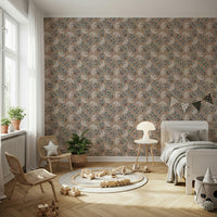 Mid-century artistic wallpaper with subtle berry imagery.