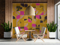 Graphic square abstract wallpaper for walls vibrant interior art.
