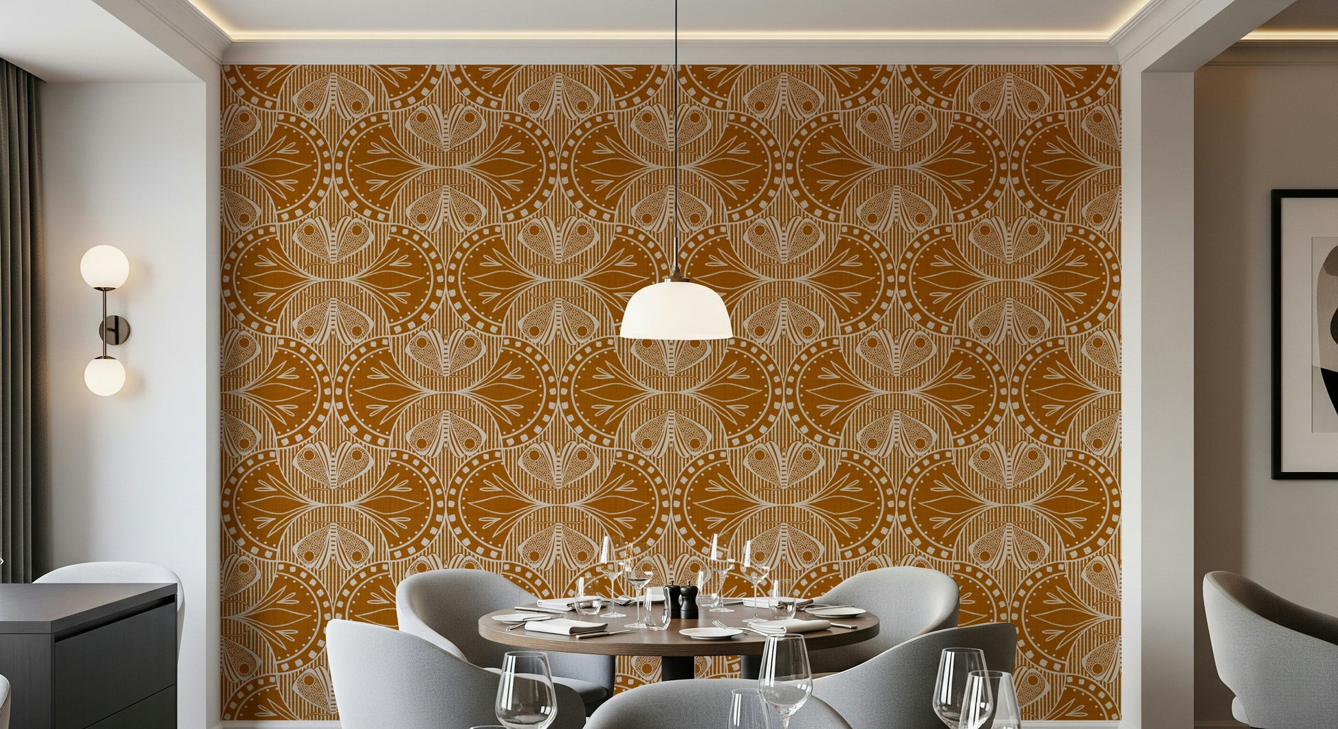 Elegant stylized insect leaf wall mural vintage graphic design appeal.