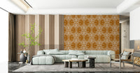 Intricate dotted detail orange ivory peel and stick wallpaper classic look.