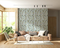Calm Soft Blue Floral Pattern adhesive mural gorgeous nature inspired piece.