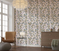 Watercolor blue flowers on Denim Dreams Floral wallpaper.