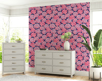 Abstract hydrangeas print wall decor. Big Bloom Hydrangeas Vintage mural.