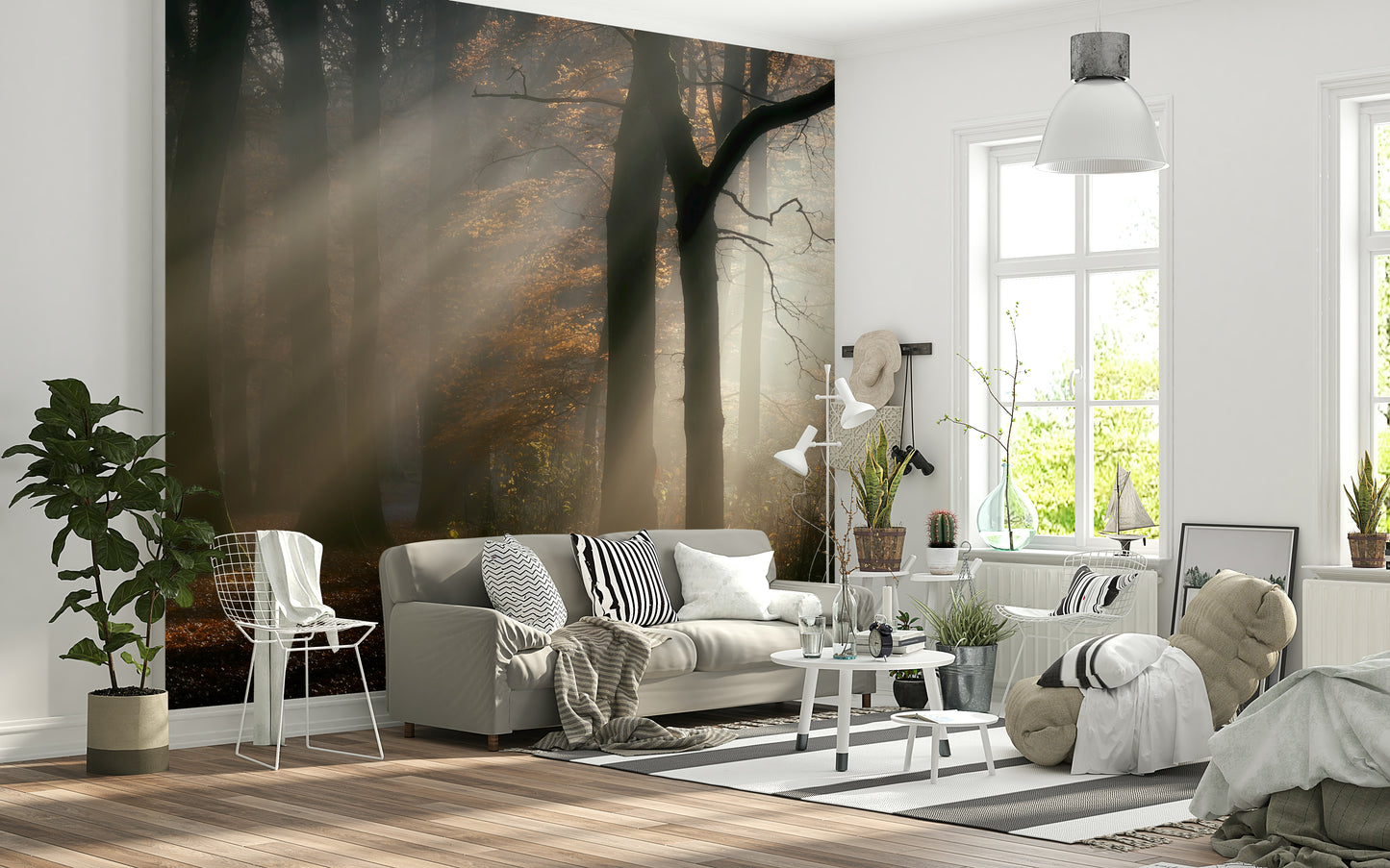 Atmospheric forest scene for Golden Haze mural art.