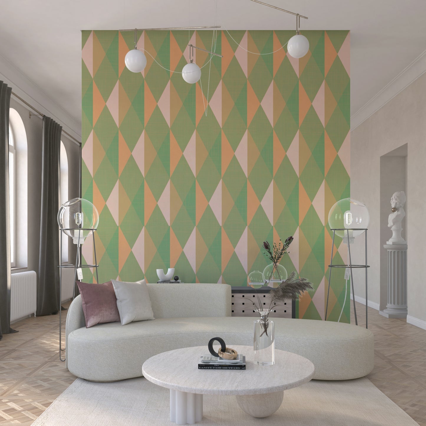 Mid-century elegant wallpaper with gentle contrasting tones.