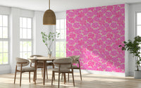 Pink vintage English Floral wallpaper mural sophisticated bright color.
