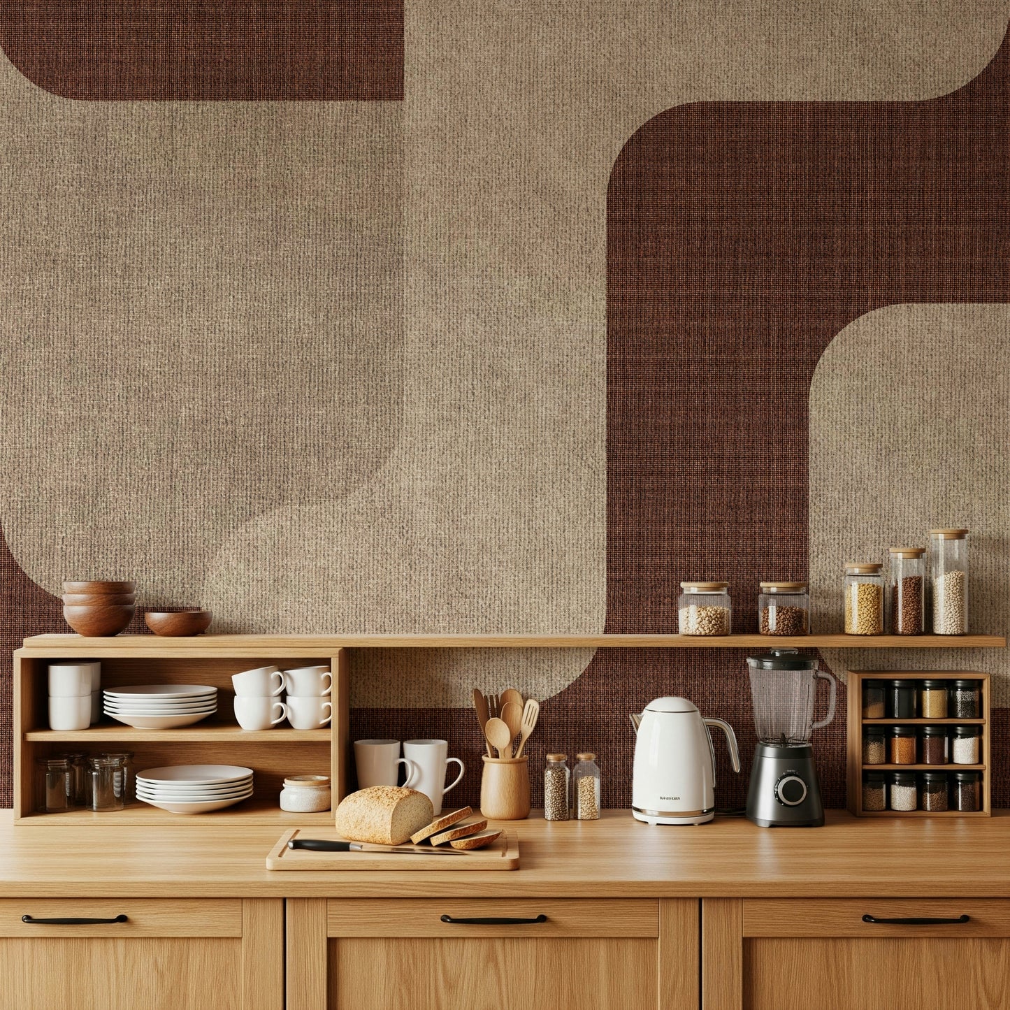 Mocha Curves Design Wall Mural
