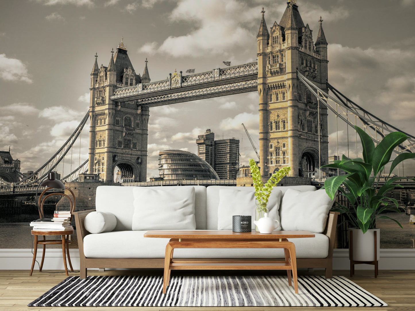 Famous London Bridge wallpaper for walls impressive stone structure artwork.