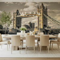 London Bridge wallpaper wall mural sepia architectural design.