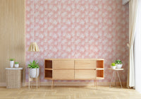 Elegant Tropical Blush blush pink white leaf pattern wall decor.