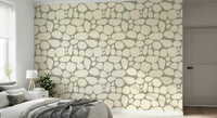 Elegant Pebble Beach wallpaper large abstract rounded stones decor.