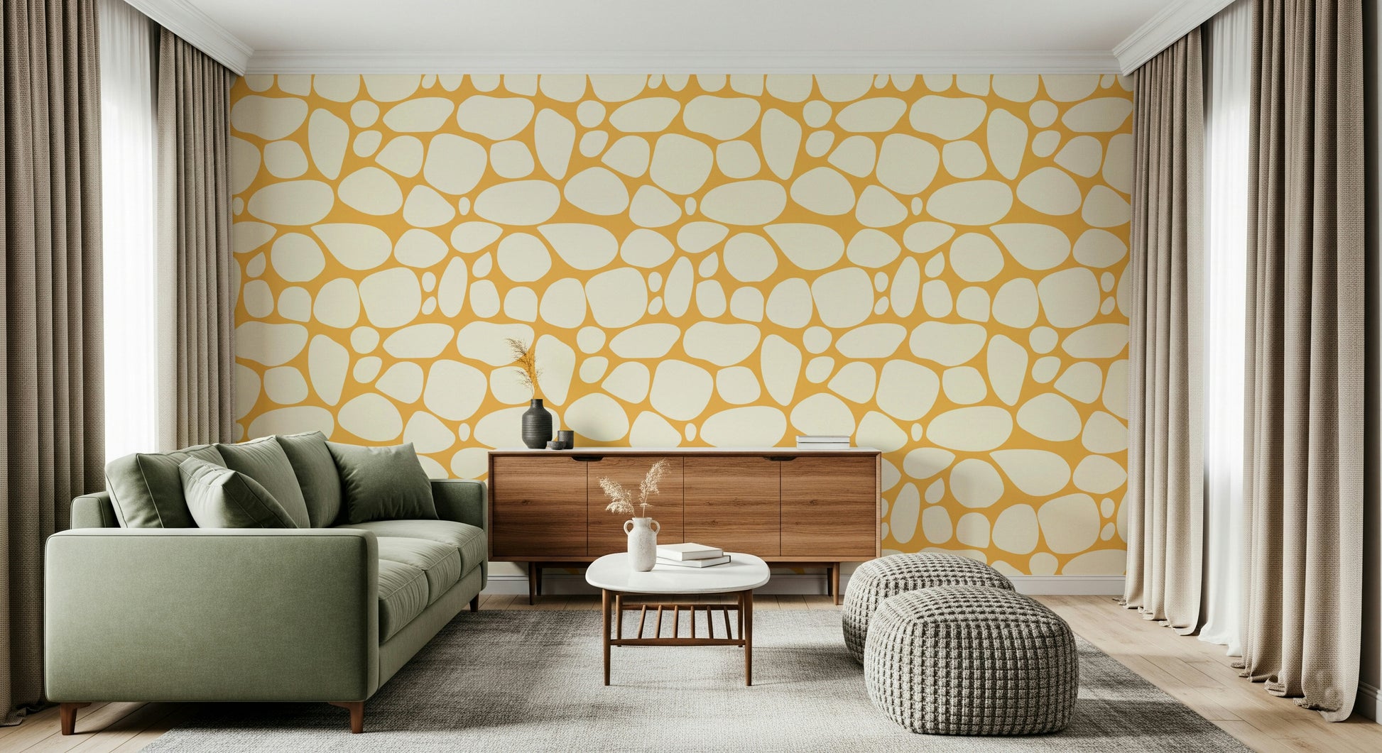 Decorative Pebble Pattern wallcovering, soothing aesthetic, ideal for a tranquil space.