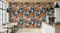 Modern Curves wallpaper mural, geometric pattern, warm colors, arch design.