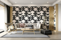 Modern Lunar Echoes 2 geometric wallcovering monochrome style.