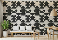 Stylish Lunar Echoes 2 wallpaper unique circle design accent wall.