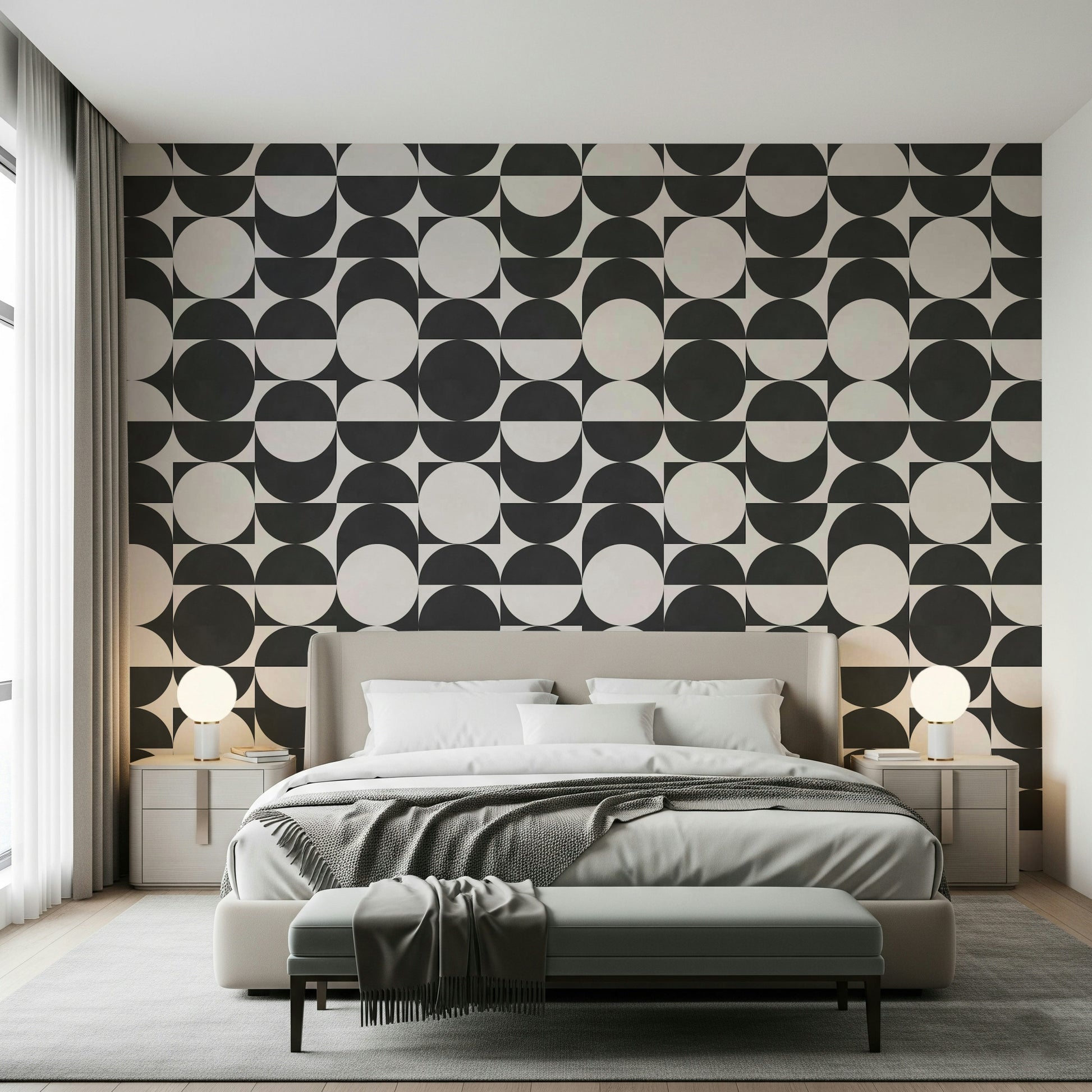Lunar Echoes 2 wallpaper contemporary curved graphic surface.