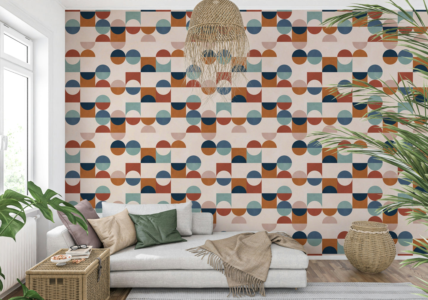 Chic Mod Blocks wallpaper for walls, contrasting geometric modules.