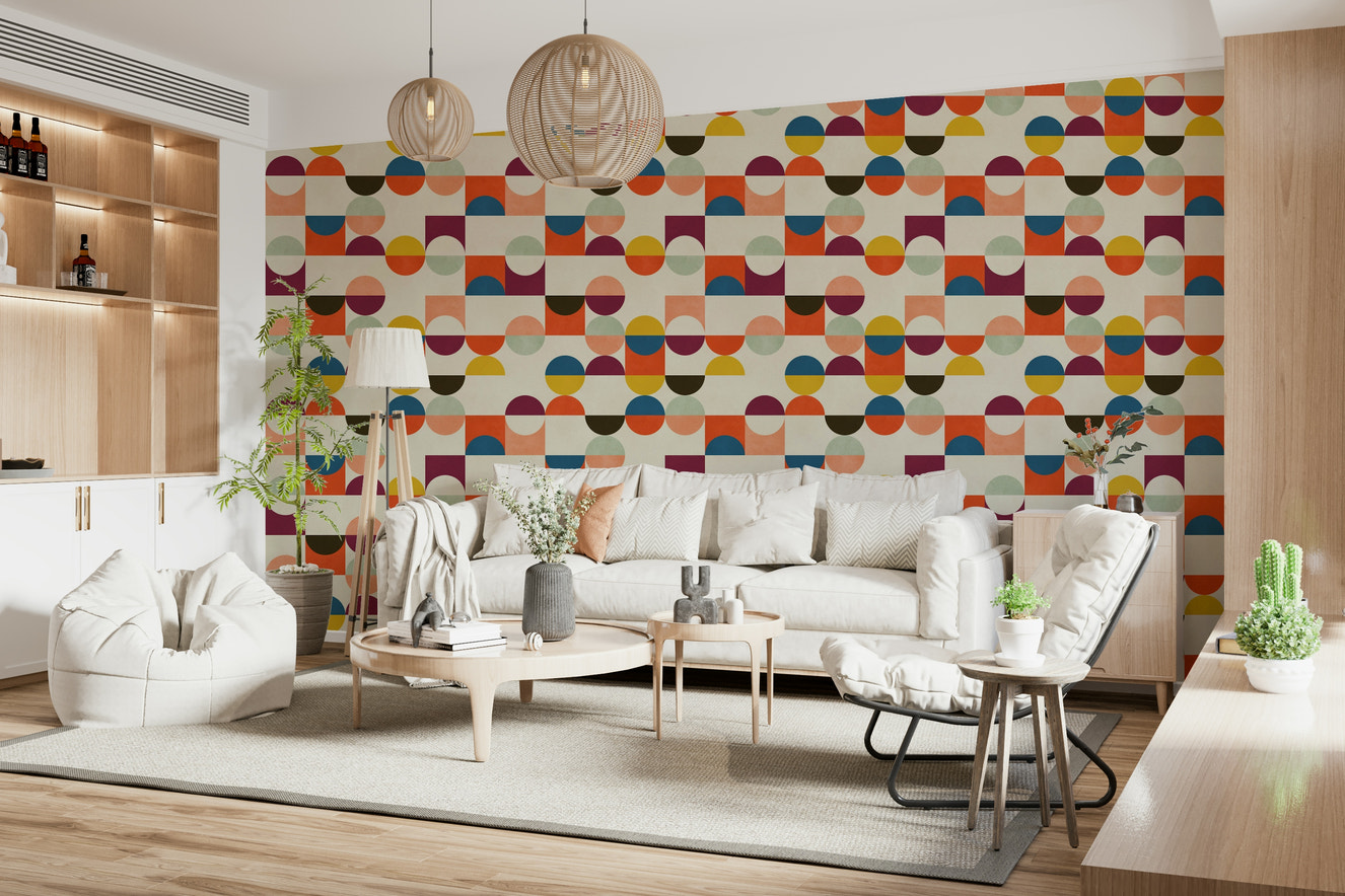 Retro Geo Harmony wallpaper for walls geometric circles